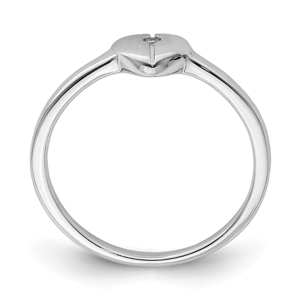Sterling Silver Polished & Satin CZ Heart Ring