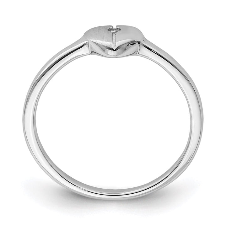 Sterling Silver Polished & Satin CZ Heart Ring