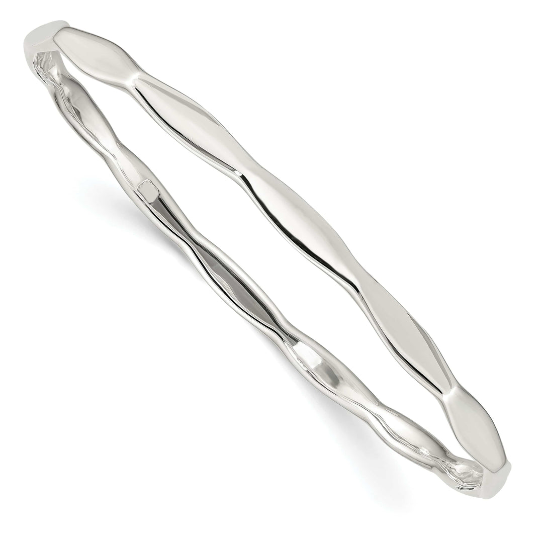 Sterling Silver Polished Scalloped Slip-on Bangle