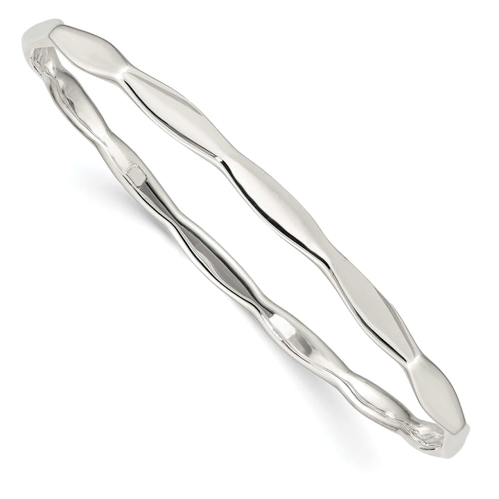 Sterling Silver Polished Scalloped Slip-on Bangle