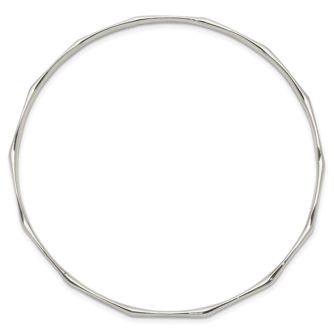 Sterling Silver Polished Scalloped Slip-on Bangle