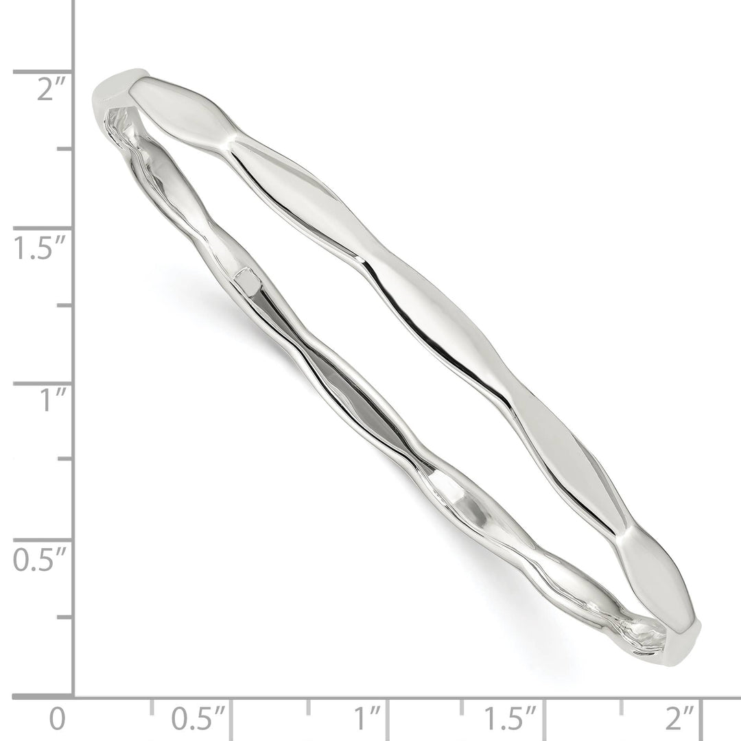 Sterling Silver Polished Scalloped Slip-on Bangle