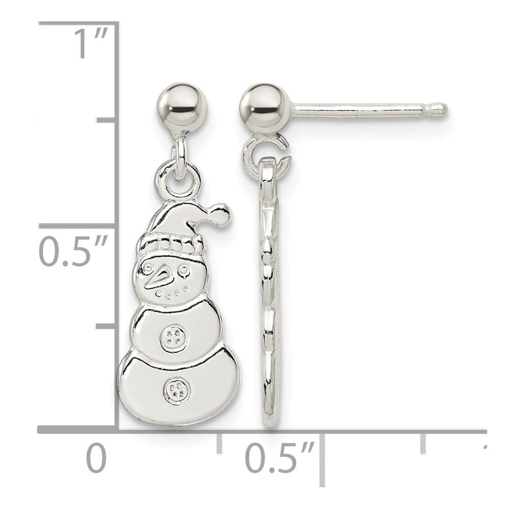 Sterling Silver Polished Snowmen Post Dangle Earrings, view 4 of 4