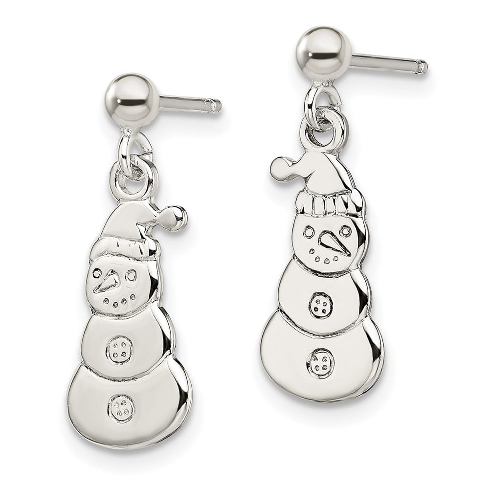 Sterling Silver Polished Snowmen Post Dangle Earrings, view 2 of 4