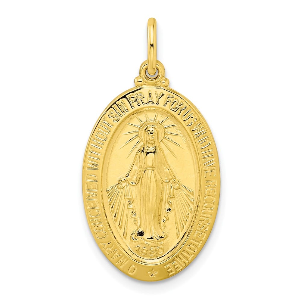 Sterling Silver Polished Solid Miraculous Medal