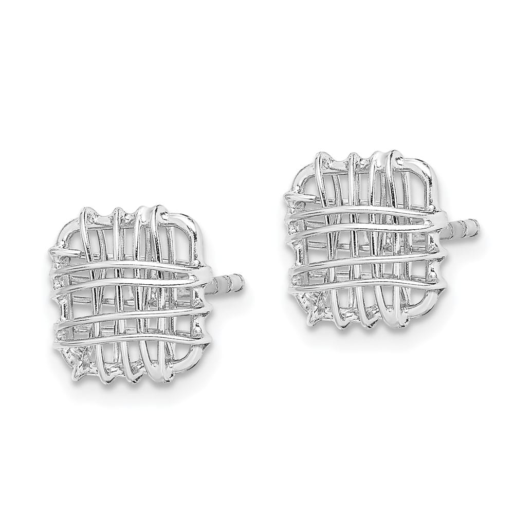 Sterling Silver Polished Square Post Earrings, view 2 of 4