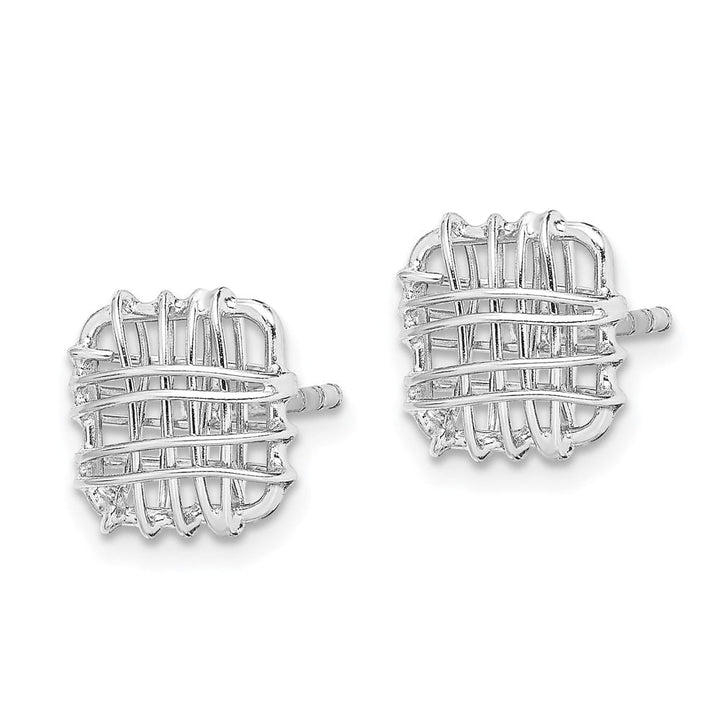 Sterling Silver Polished Square Post Earrings, view 2 of 4