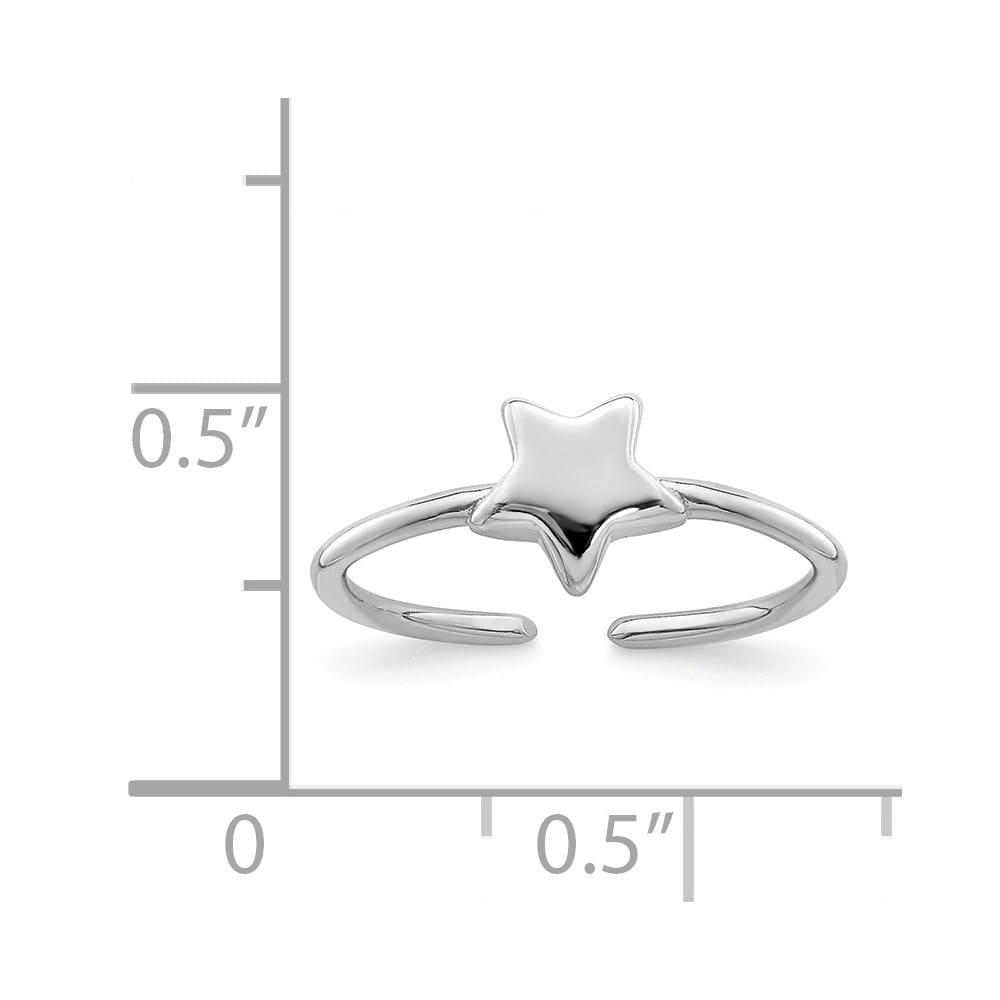 Sterling Silver Polished Star Toe Ring