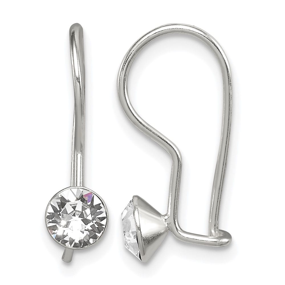 Sterling Silver Polished Stellux Crystal Dangle Earrings, view 1 of 4