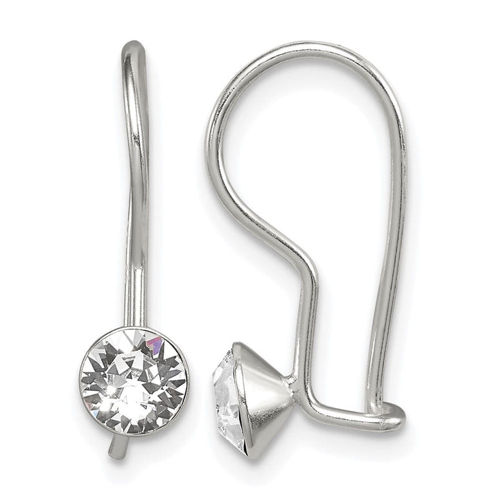 Sterling Silver Polished Stellux Crystal Dangle Earrings, view 1 of 4