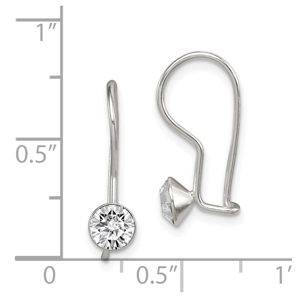 Sterling Silver Polished Stellux Crystal Dangle Earrings, view 4 of 4