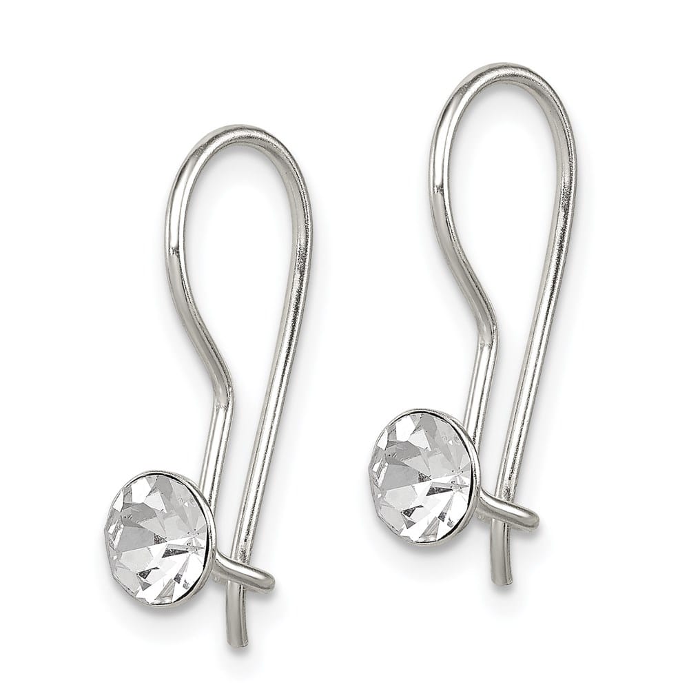 Sterling Silver Polished Stellux Crystal Dangle Earrings, view 2 of 4