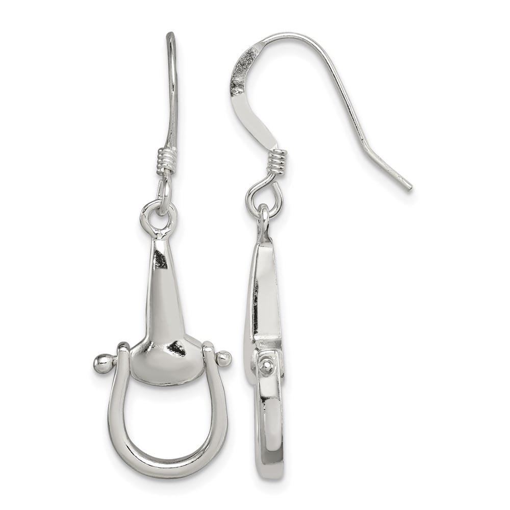 Sterling Silver Polished Stirrup Dangle Earrings, view 1 of 4