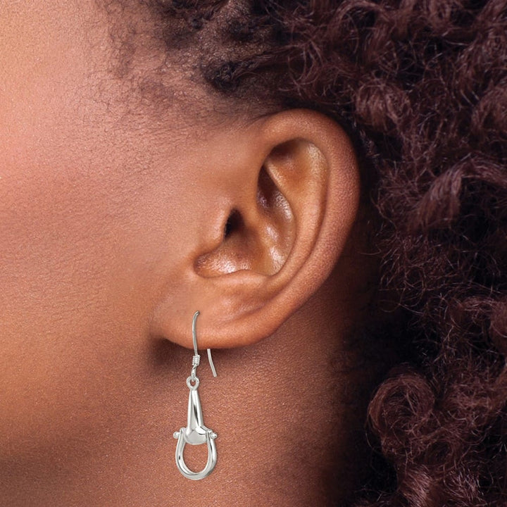 Sterling Silver Polished Stirrup Dangle Earrings, view 3 of 4