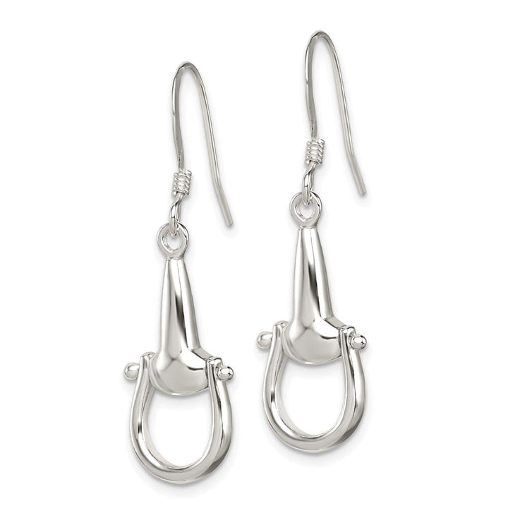 Sterling Silver Polished Stirrup Dangle Earrings, view 2 of 4