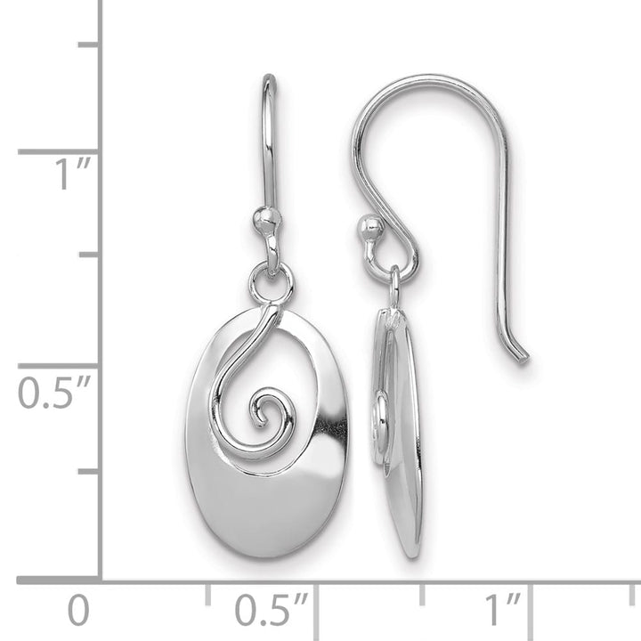 Sterling Silver Polished Swirl Oval Dangle Earrings, view 4 of 4