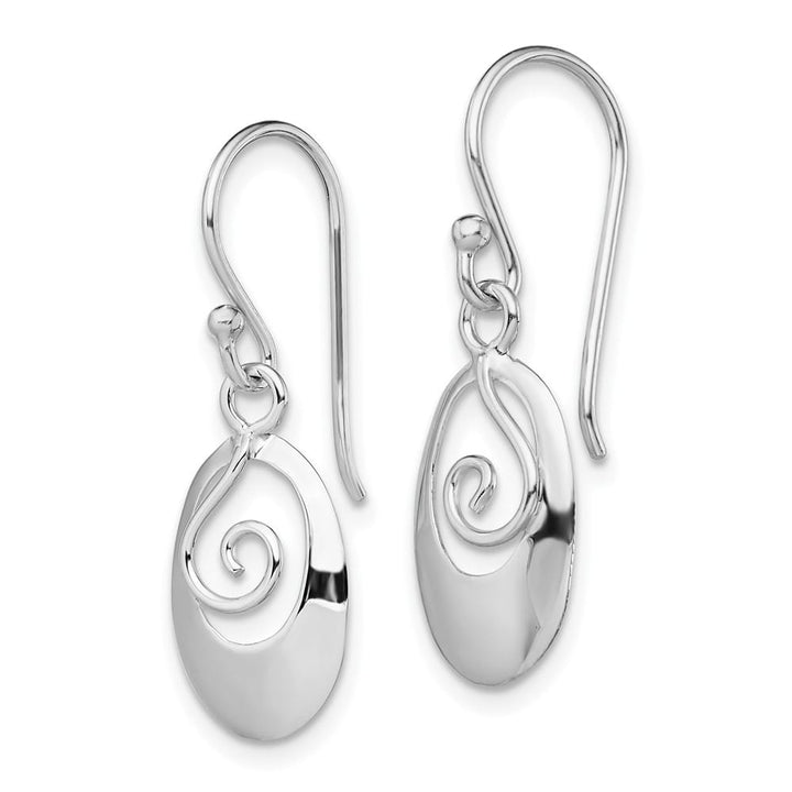 Sterling Silver Polished Swirl Oval Dangle Earrings, view 2 of 4