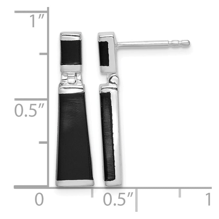 Sterling Silver Polished Tapered Onyx Post Drop Earrings, view 4 of 4