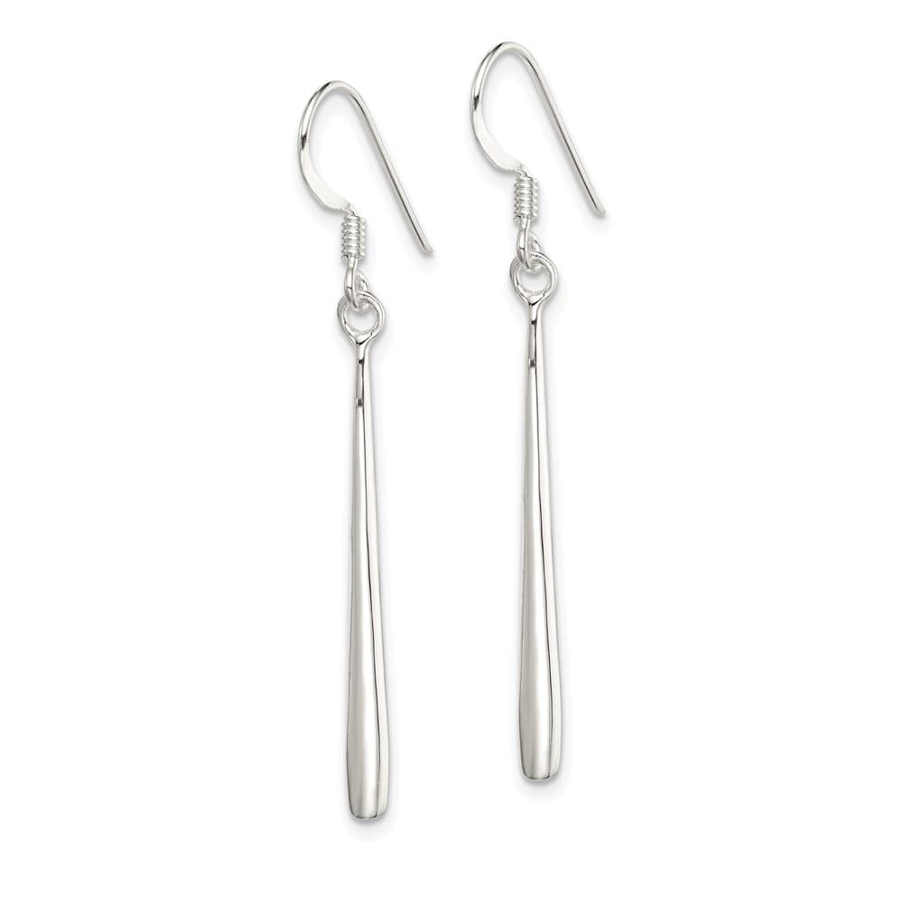 Sterling Silver Polished Teardrop Bar Dangle Earrings, view 2 of 4