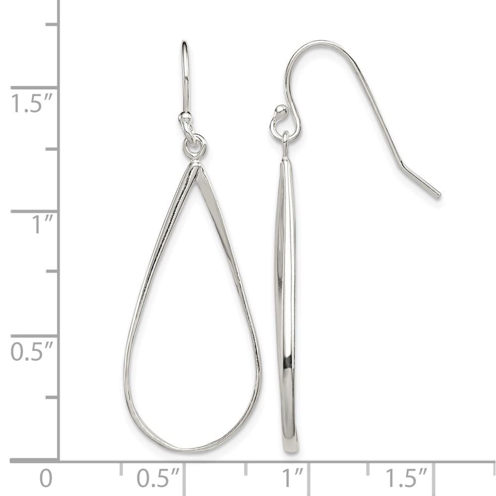 Sterling Silver Polished Teardrop Dangle 41 x 15 mm Earrings, view 4 of 4