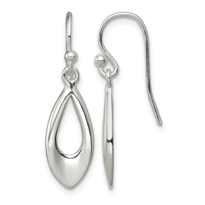 Sterling Silver Polished Teardrop Dangle Shepherd Hook Earrings, view 1 of 4