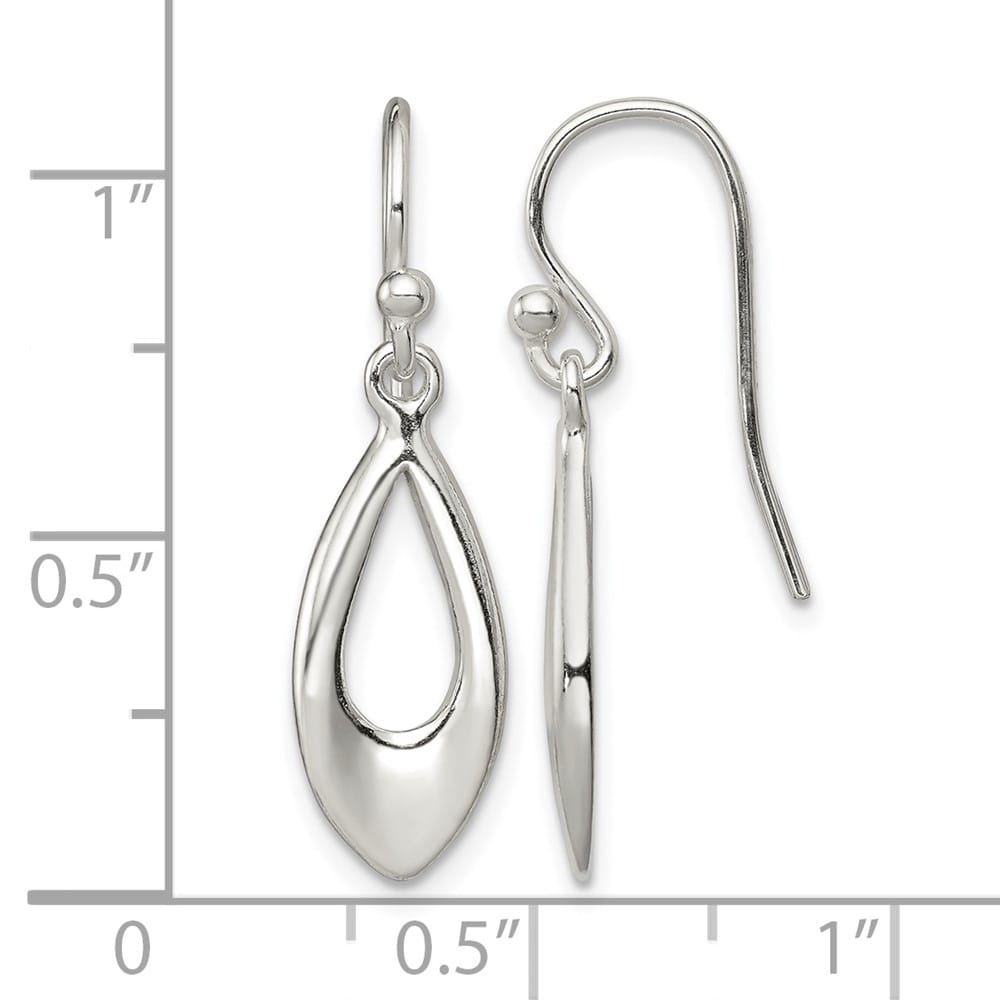 Sterling Silver Polished Teardrop Dangle Shepherd Hook Earrings, view 4 of 4