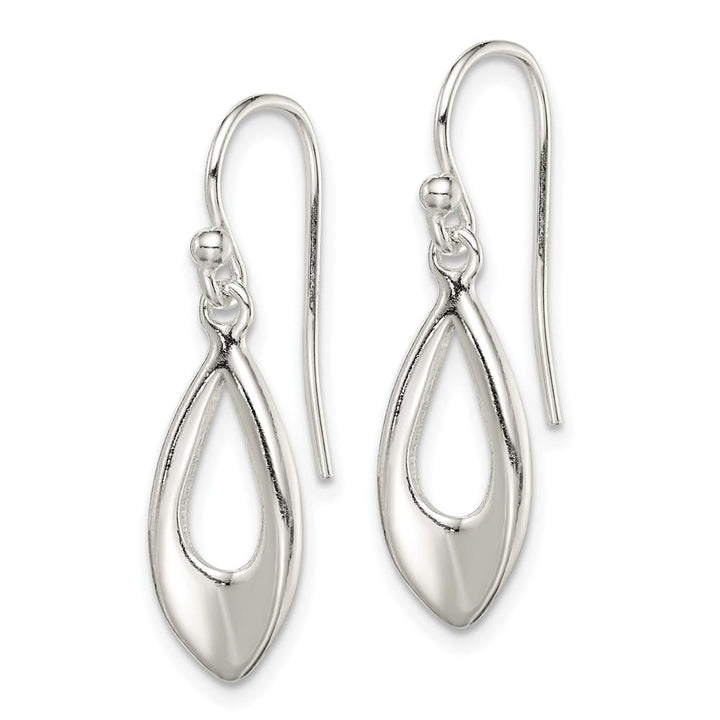 Sterling Silver Polished Teardrop Dangle Shepherd Hook Earrings, view 2 of 4