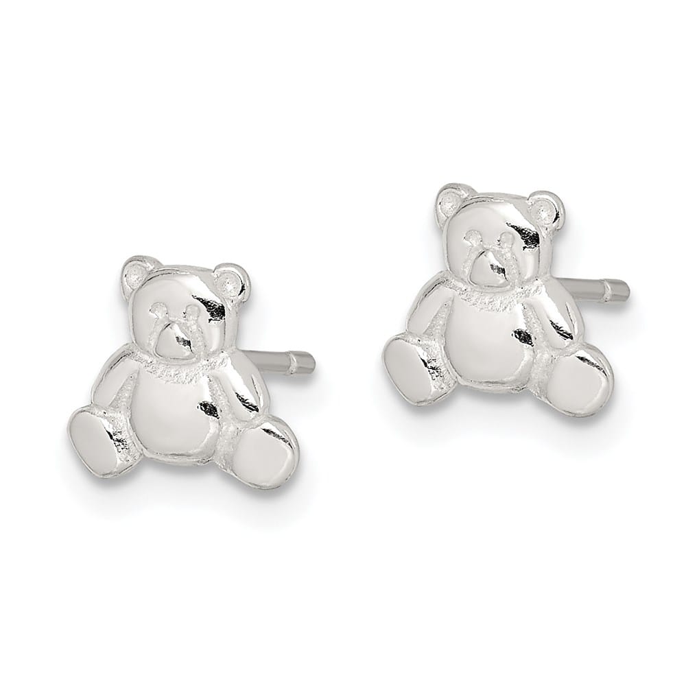 Sterling Silver Polished Teddy Bear Post Earrings