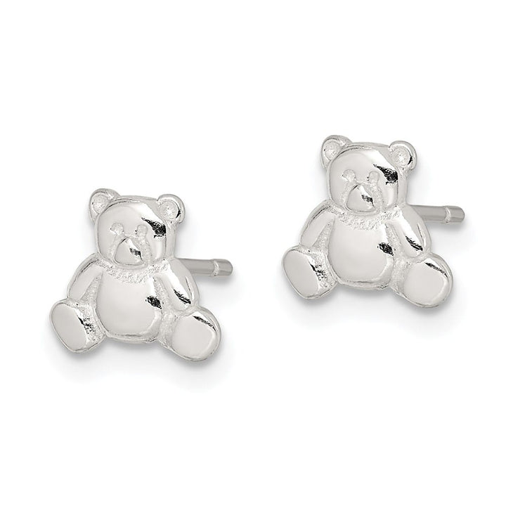 Sterling Silver Polished Teddy Bear Post Earrings