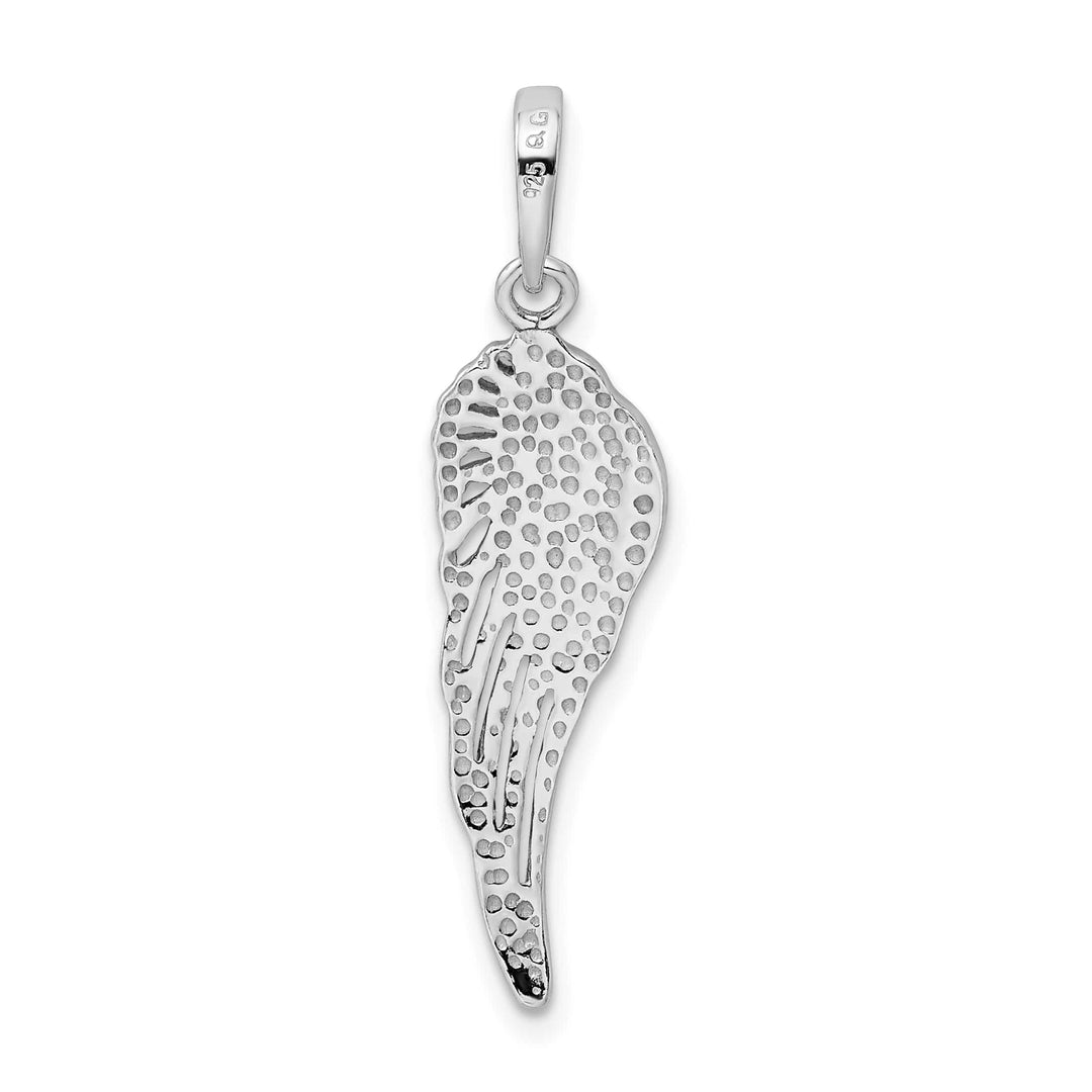 Sterling Silver Polished/Textured Angel Wing Pendant