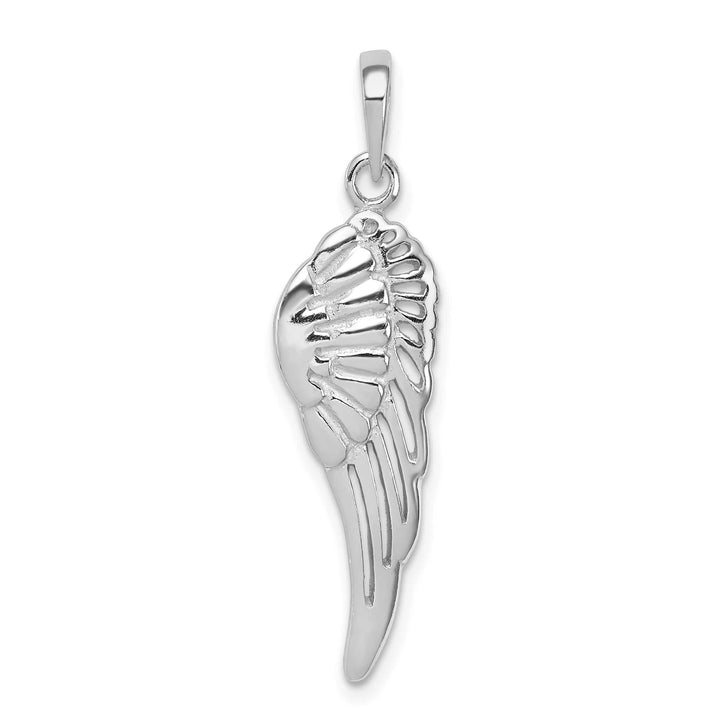 Sterling Silver Polished/Textured Angel Wing Pendant