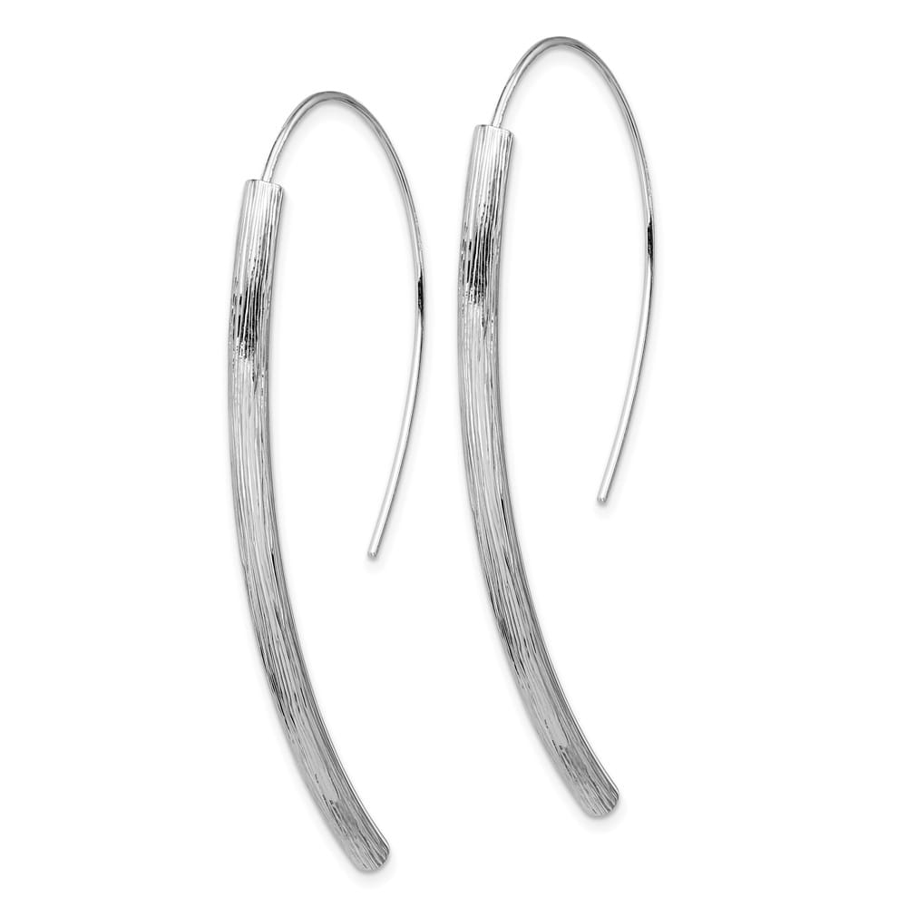 Sterling Silver Polished Textured Bar Dangle Earrings, view 2 of 4