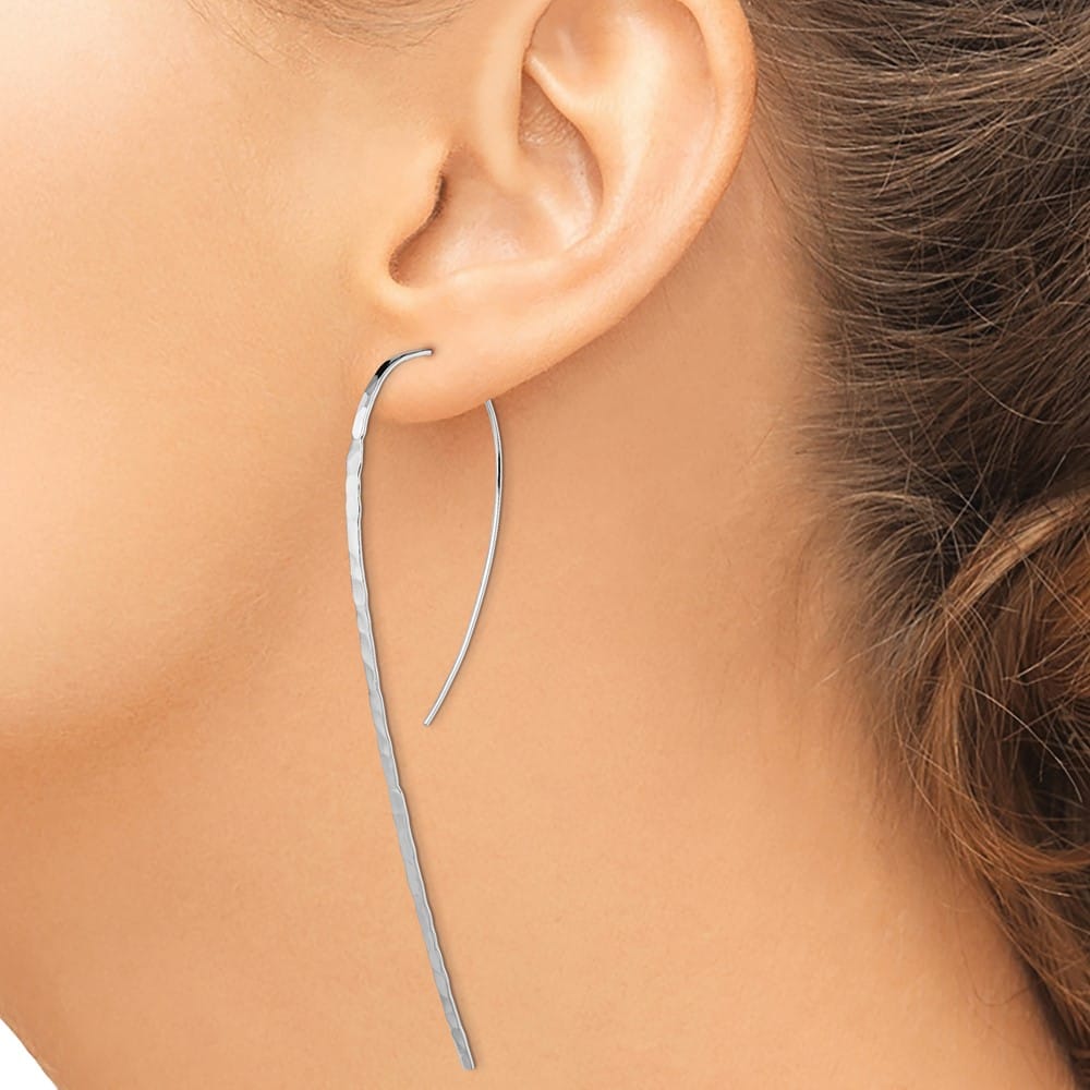 Sterling Silver Polished Textured Threader Earrings, view 3 of 4
