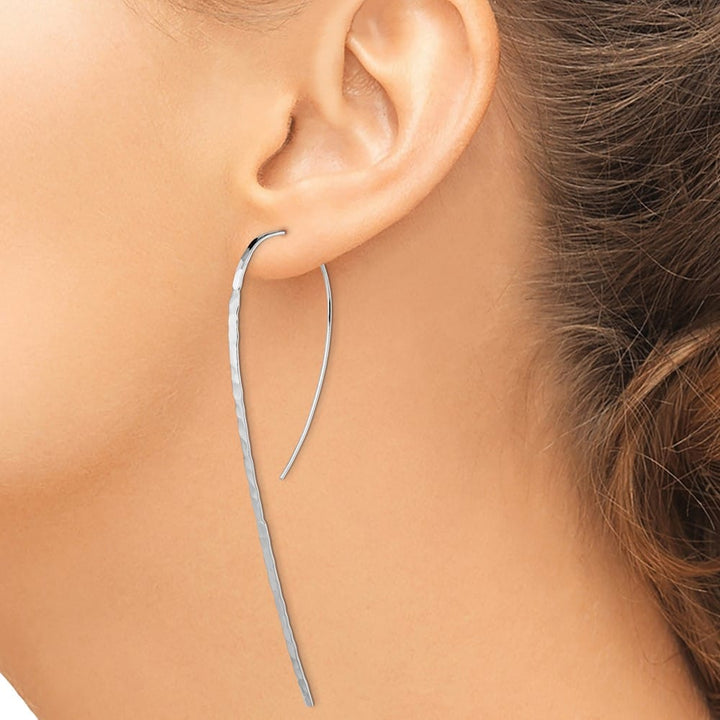 Sterling Silver Polished Textured Threader Earrings, view 3 of 4