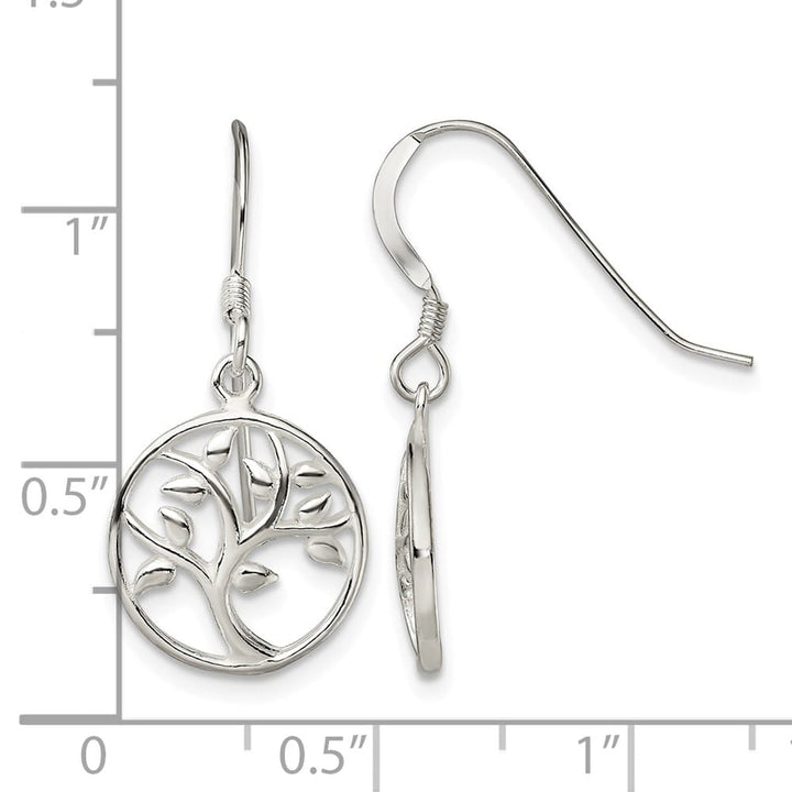 Sterling Silver Polished Tree Dangle Shepherd Hook Earrings, view 4 of 4