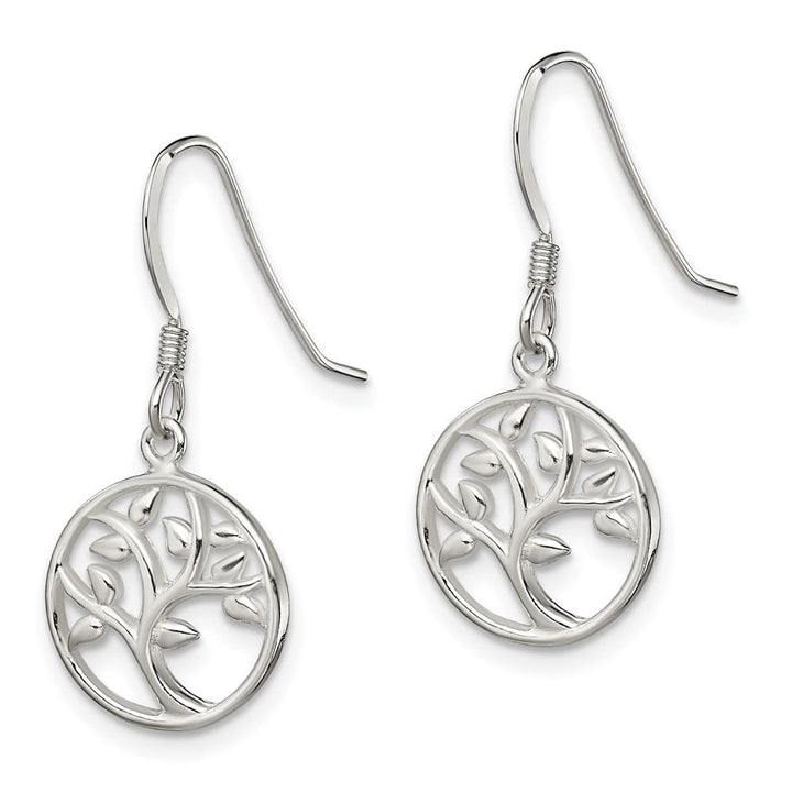 Sterling Silver Polished Tree Dangle Shepherd Hook Earrings, view 2 of 4
