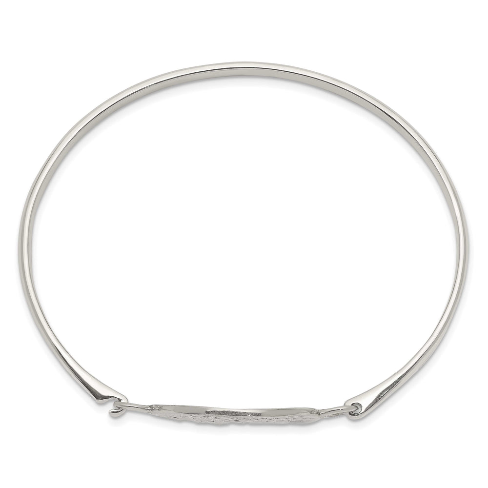 Sterling Silver Polished Tree of Life Hook Closure Bangle