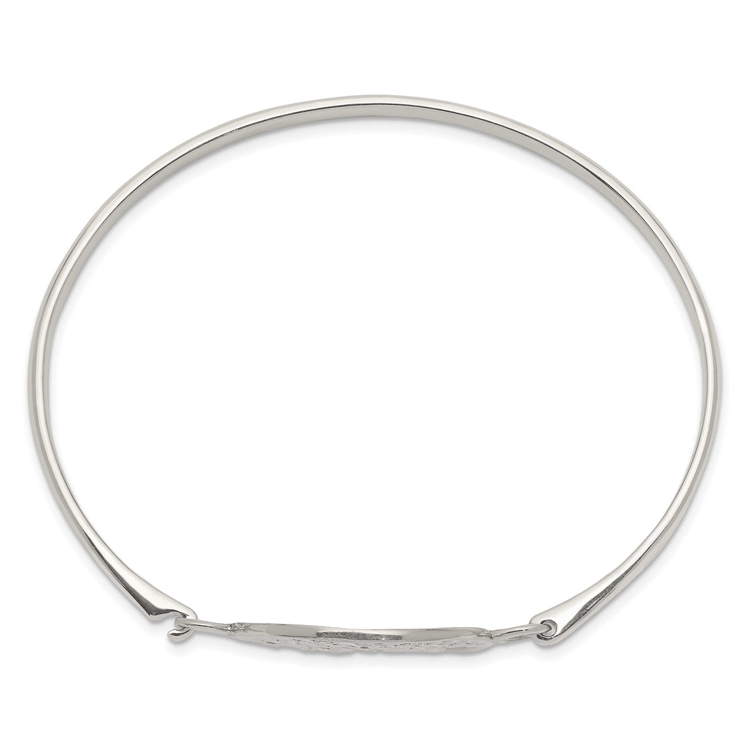 Sterling Silver Polished Tree of Life Hook Closure Bangle