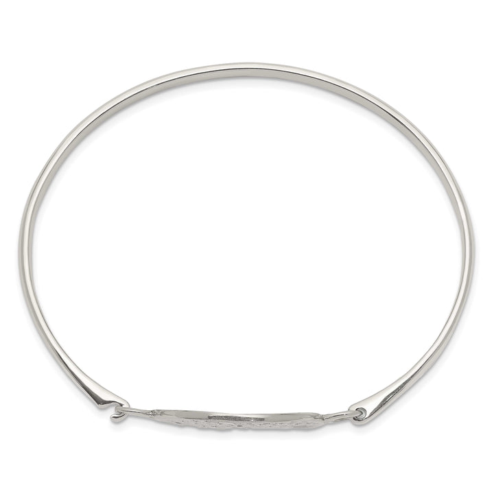 Sterling Silver Polished Tree of Life Hook Closure Bangle