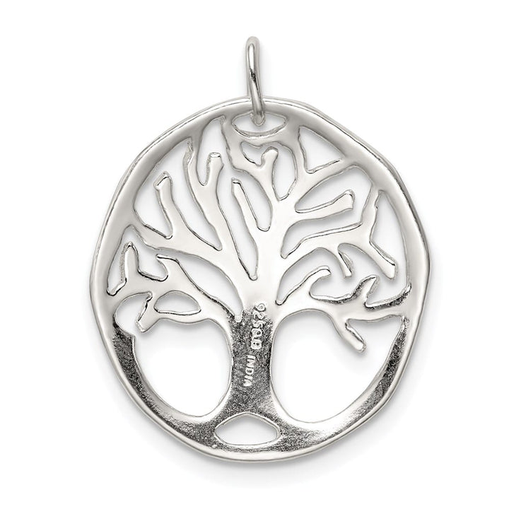 Sterling Silver Polished Tree of Life Oval Charm