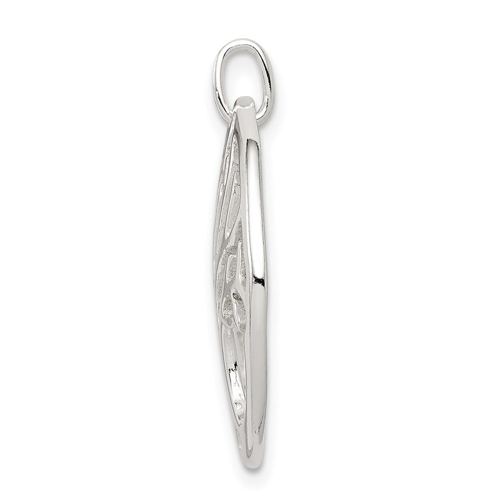 Sterling Silver Polished Tree of Life Oval Charm
