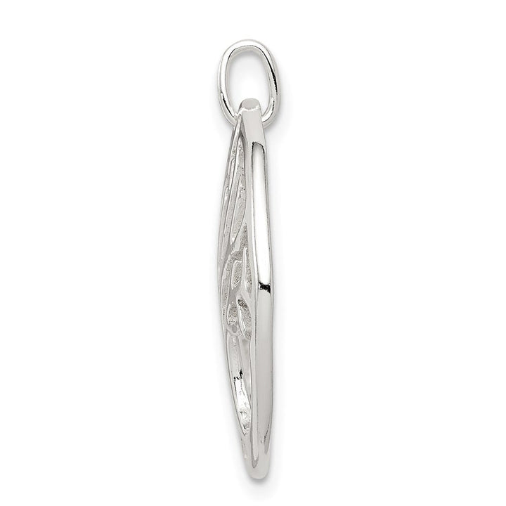 Sterling Silver Polished Tree of Life Oval Charm