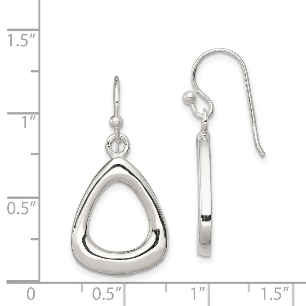 Sterling Silver Polished Triangular Shaped Dangle Earrings, view 4 of 4