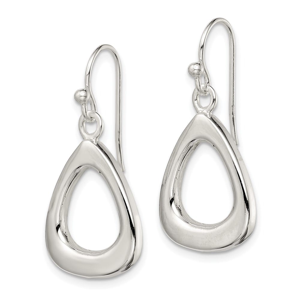 Sterling Silver Polished Triangular Shaped Dangle Earrings, view 2 of 4