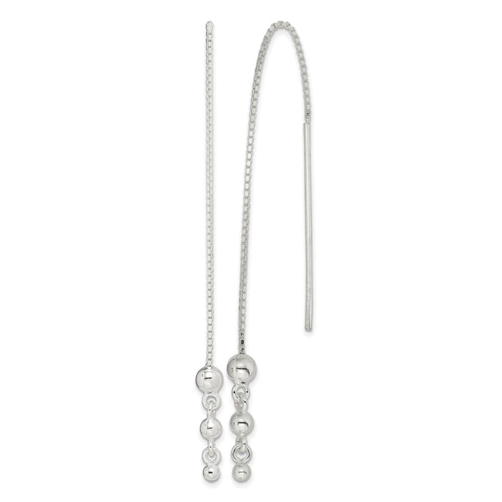 Sterling Silver Polished Triple Graduated Ball Threader Earrings, view 1 of 4