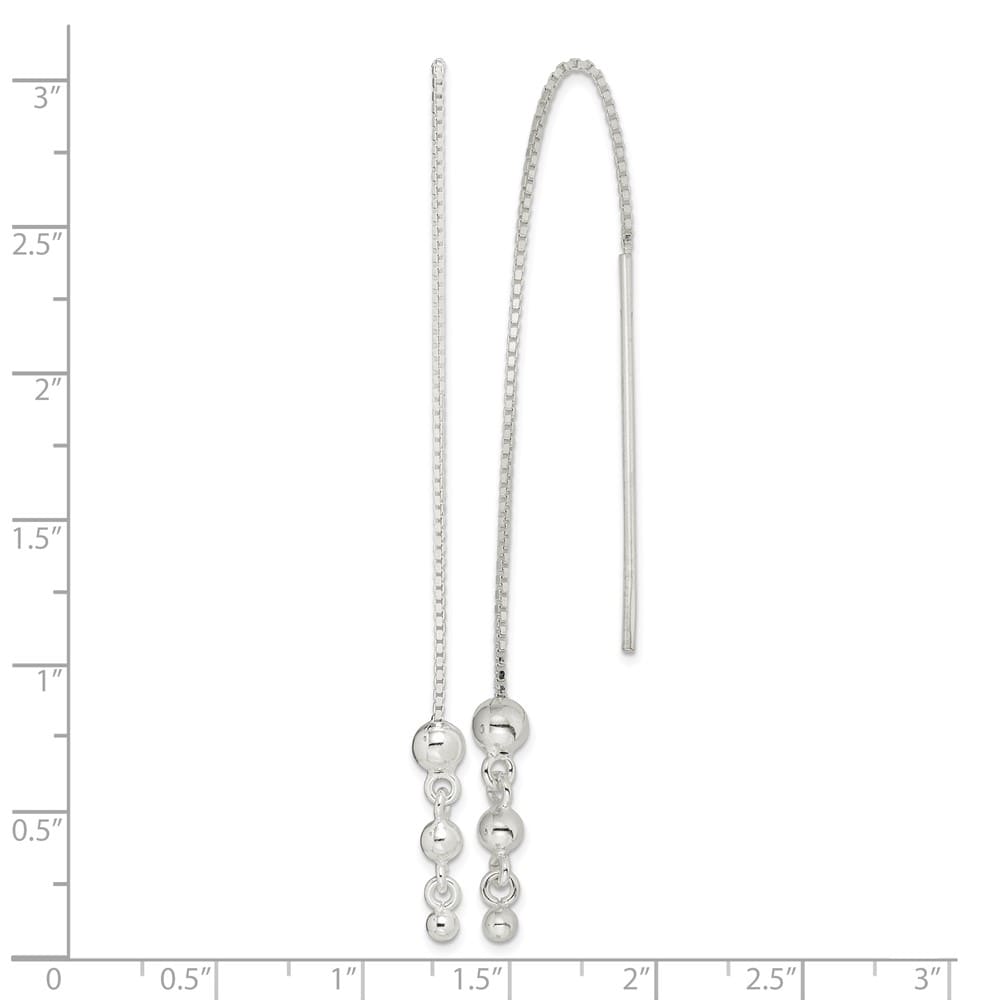 Sterling Silver Polished Triple Graduated Ball Threader Earrings, view 4 of 4