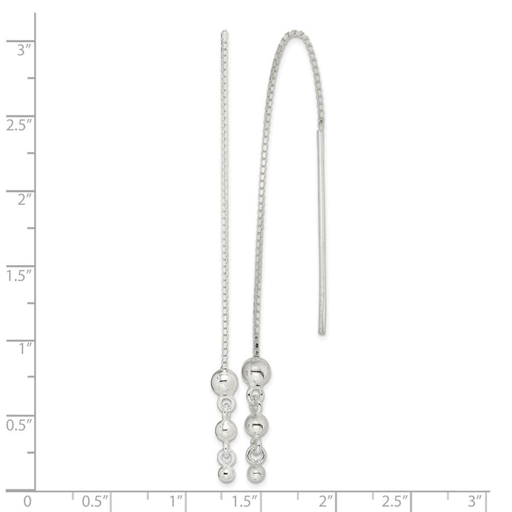 Sterling Silver Polished Triple Graduated Ball Threader Earrings, view 4 of 4