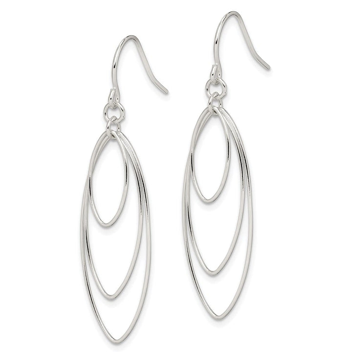 Sterling Silver Polished Triple Marquise Shape Dangle Earrings, view 2 of 4