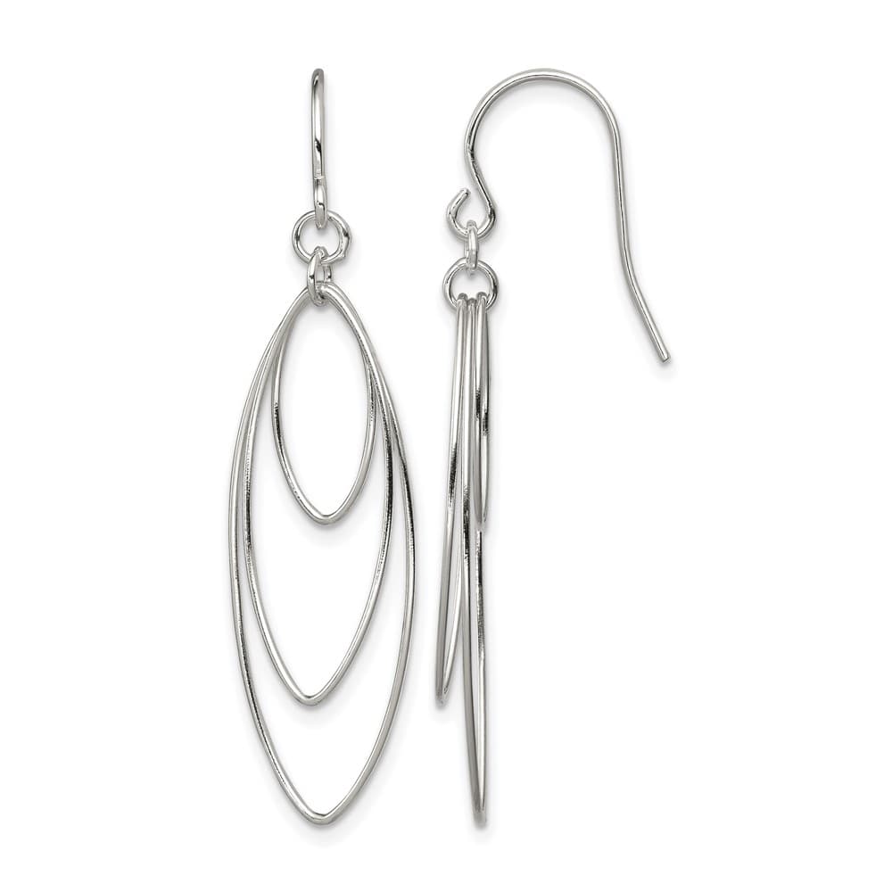 Sterling Silver Polished Triple Marquise Shape Dangle Earrings, view 1 of 4