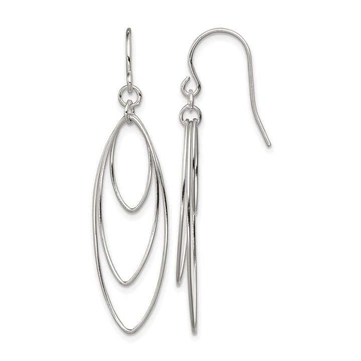 Sterling Silver Polished Triple Marquise Shape Dangle Earrings, view 1 of 4